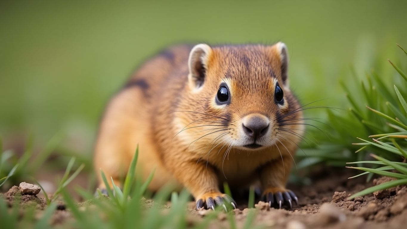 Gopher adorável em seu habitat natural.